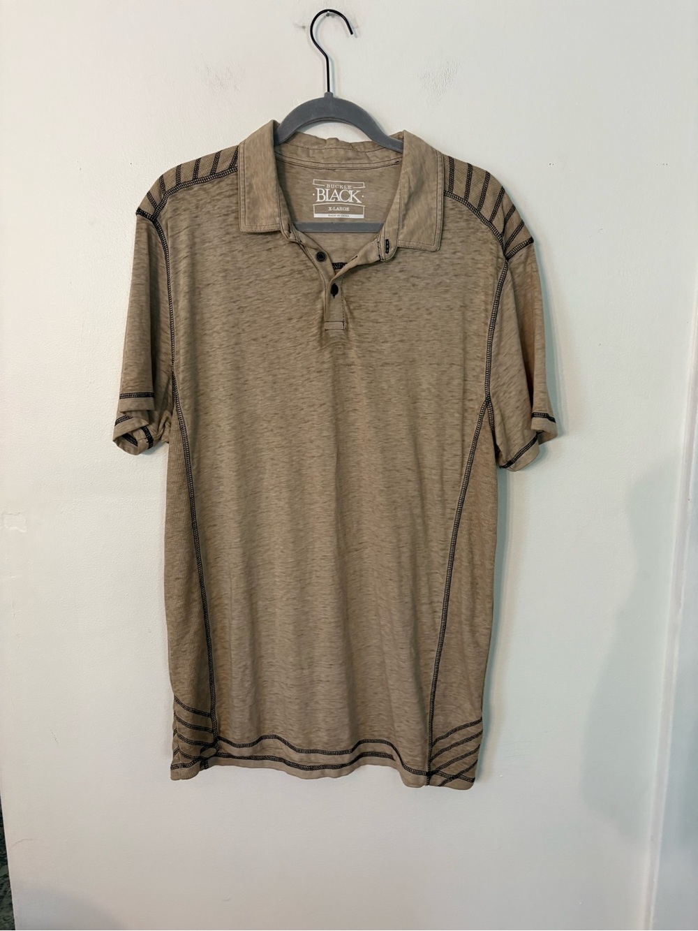 Buckle Men's Tan Button-Down Polo Shirt